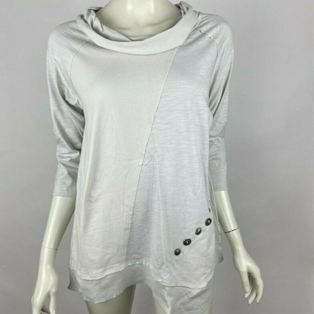 Neon Buddha Selfless Top 3/4 Sleeve Cowl‎ Neck Embellished Tunic Women XS S NWT